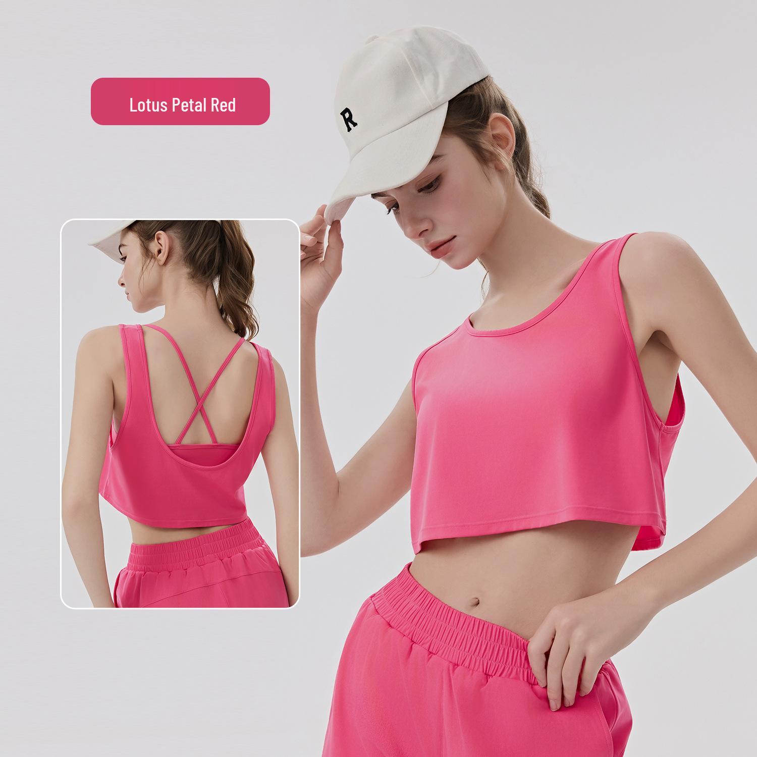 Женский комплект для йоги с перекрестными движениями на спине: Дышащий трехкомпонентный спортивный жилет и амортизирующие шорты S