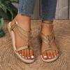 Women's Summer Round-Toe Non-Slip Comfortable Flat Sandals Fashionable Golden Style Best-Selling Plus-Size Casual Footwear