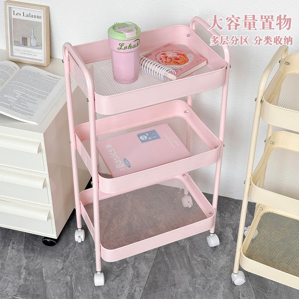 Small Trolley Multi-Layer Mobile Storage Rack for Kitchen, Bedroom, Bathroom, Snacks, Living Room, and Toilet Floor Storage