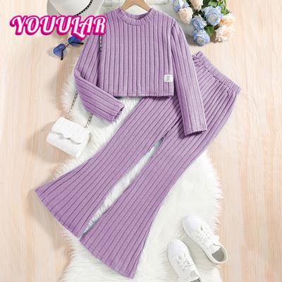 Girls' Casual Suits Spring Autumn New Long-sleeved Tops Bell Bottoms Children's Clothing
