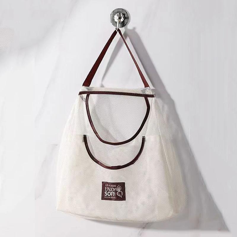 1/2pcs Breathable Mesh Storage Bag Kitchen Wall Hanging Organizer Bag for Garlic Potatoes Onions Storage Bag Multifunction