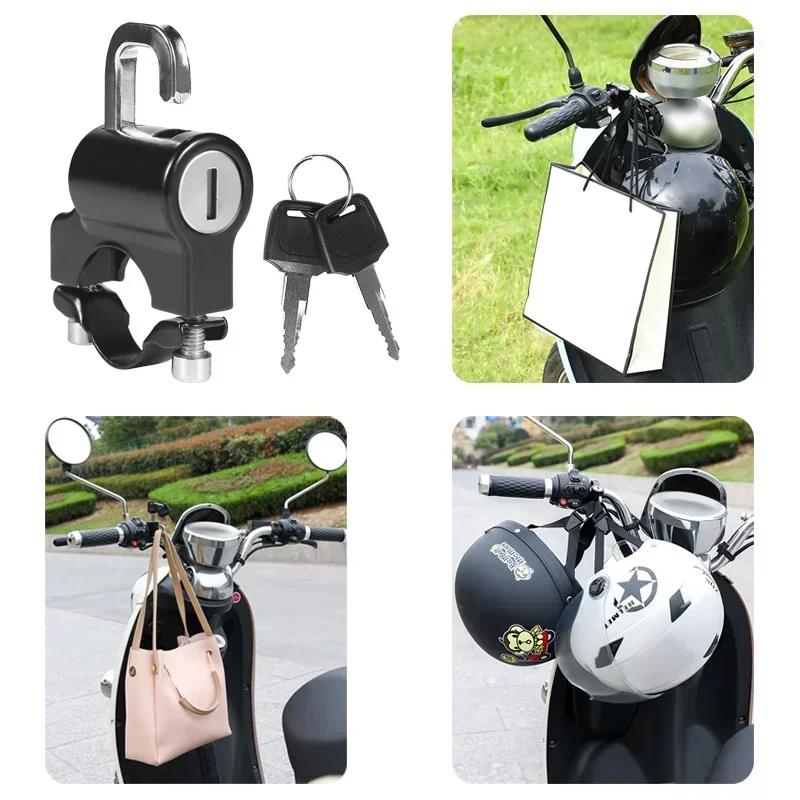 Anti-theft Metal Helmet Lock - Handlebar Mount Universal 22mm-26mm for Motorcycle & Electric Motorbike with Keys