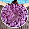 Floral Petal Print Round Beach Towel with Tassels Sand Free Quick Dry Circle Bath Towel Soft Absorbent Meditation Rug Yoga Mat