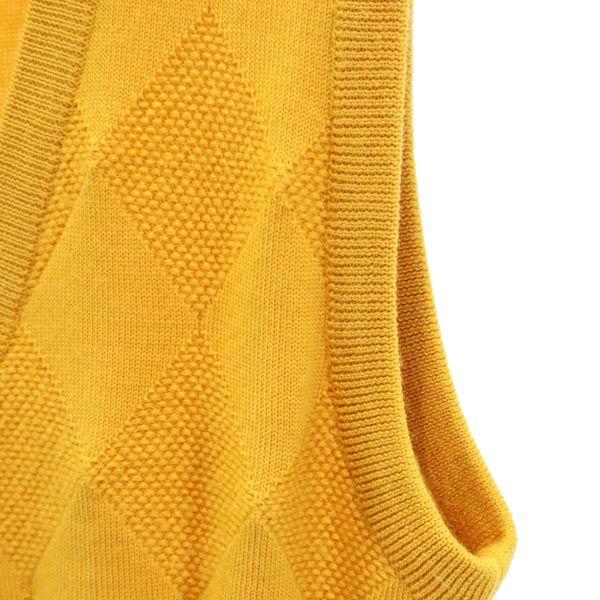 BALENCIAGA Sports Wool Argyle Pattern V neck Knit vest M yellow SPORTS Women Used