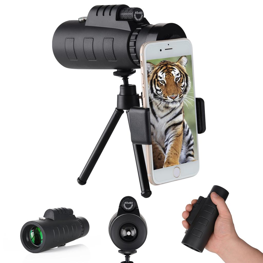 40x60 HD Monocular with Low Light Night Vision for Outdoor Mobile Phone Photography