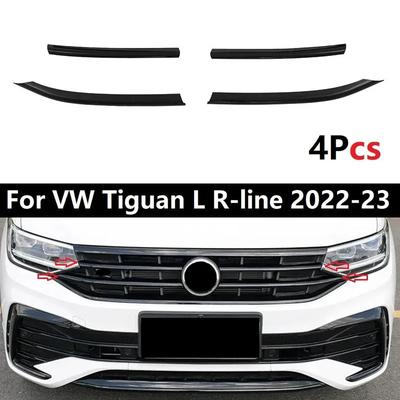 4X Car Front Bumper Mesh Center Grille Grill Moulding Strips Cover Trim ABS For VW Tiguan L R-line   Styling Accessories