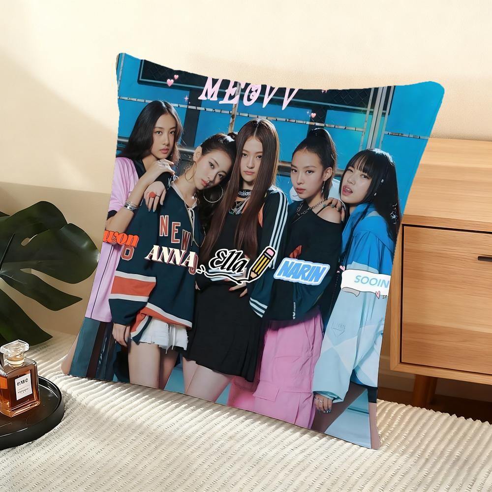 Korea Hot Girls Group Meowv Cushion Cover Silky Short Plush Home Sofa Cushion Cover - Invisible Zipper Home Decoration