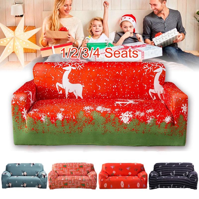 Printing Merry Christmas Sofa Covers Elastic Seat Stretch Slipcover Home Decor