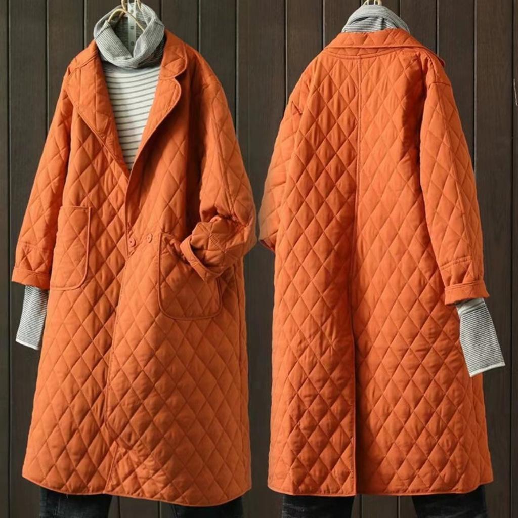 Warm Damen Baumwolle Jaet Stepp Daunen Baumwollmantel Mittellänge Oberbekleidung Pendeln Sle Einzelknopfverschluss Lang