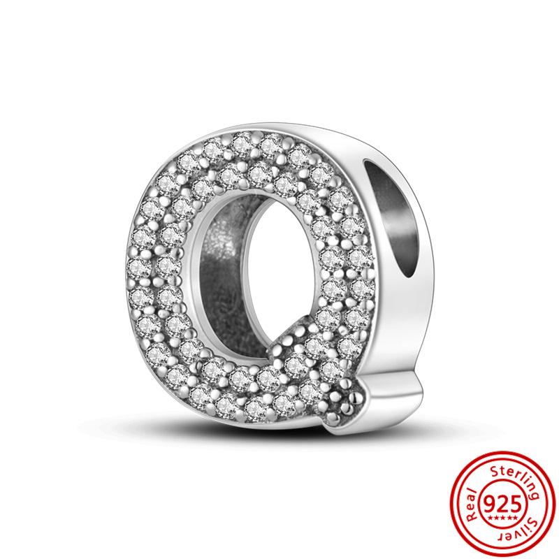 925 Sterlingová měď Čirý zirkon Třpytivé 26 písmen abecedy A-Z DIY Korálky na jméno Vhodné pro originální náramek s přívěsky Pantaro Zirkon