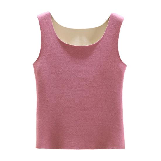 Autumn Winter DE Velvet Thermal Vest O-neck Sleeveless Tank Top Solid Color Seamless Warm Underwear Bottoming Tops