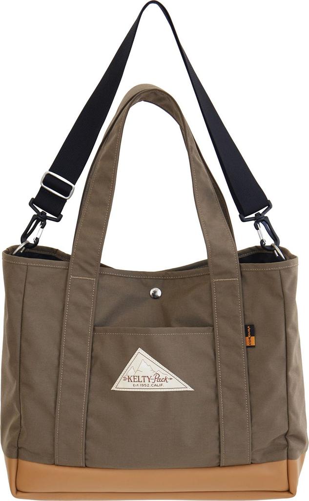 KELTY Classic Tote Small Tote Bag with Multiple Pockets, 2-Way, 3259266325, Coyote Brown X Natural