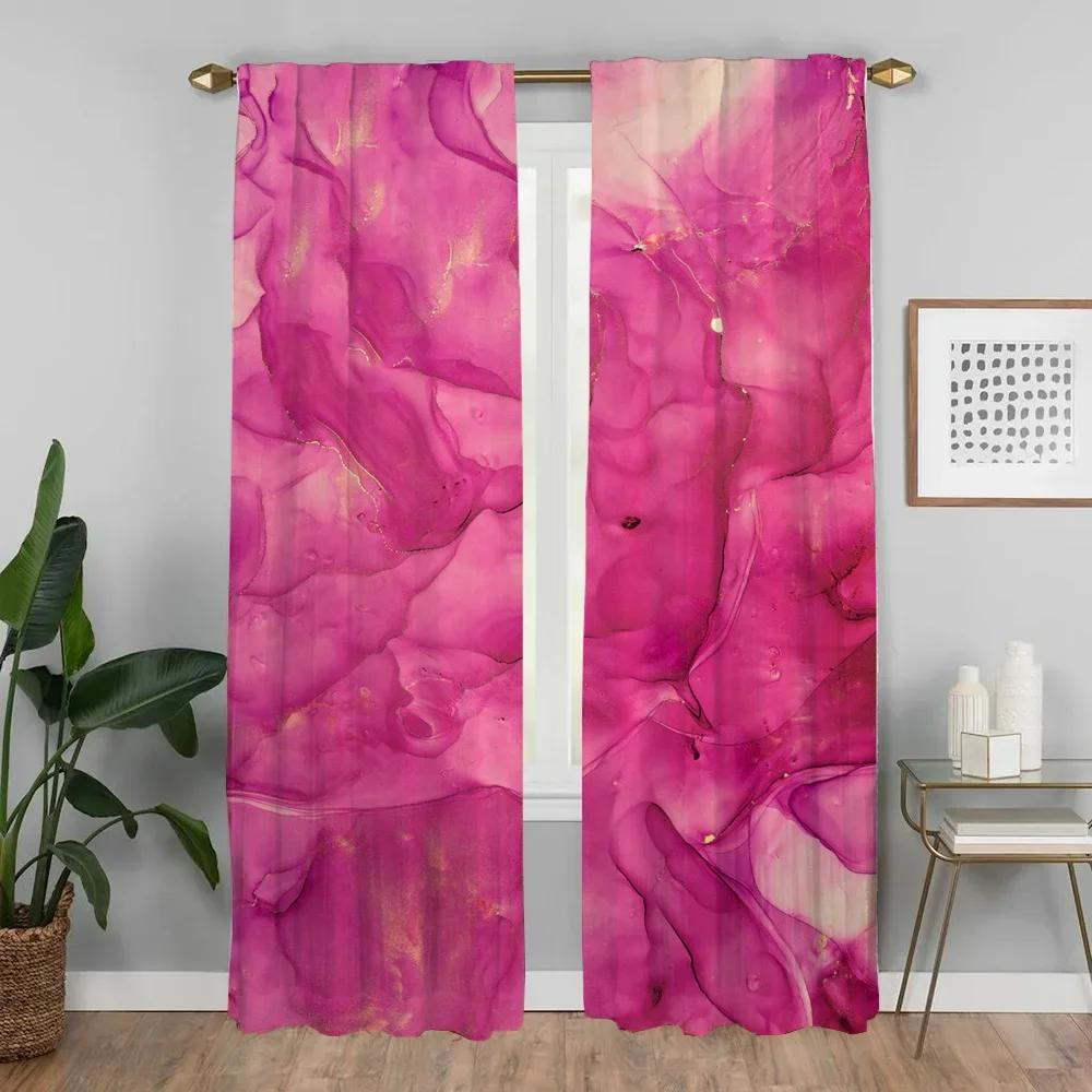 M-MarbleS Tulle for Bedroom Home Interior Curtains 2 Pieces Elegant Room Curtains Blackout Curtain Halloween Decoration Shades