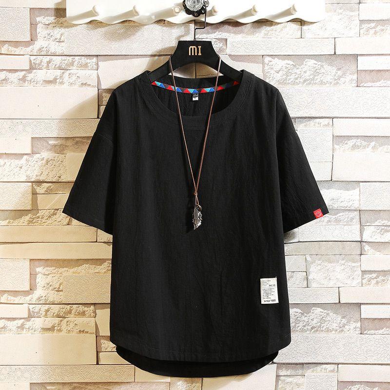 

Летние мужские тонкие однотонные свободные топы с половиной рукавов