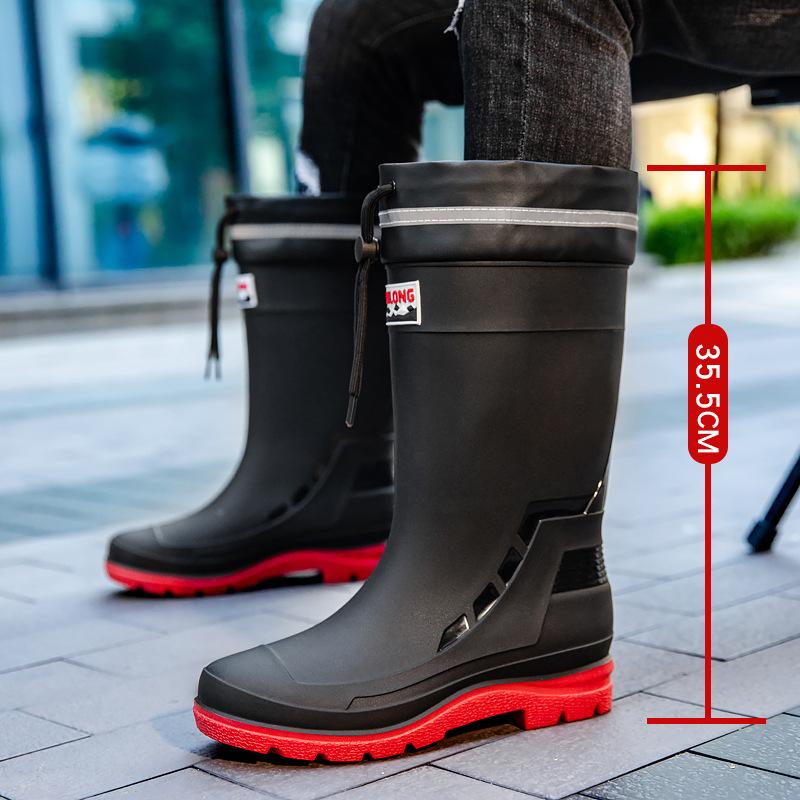 High-end Rain Shoes Men's Closed Rainproof Waterproof Shoes High Rain Boots Takeaway Rider Special Rubber Shoes Fishing Shoes
