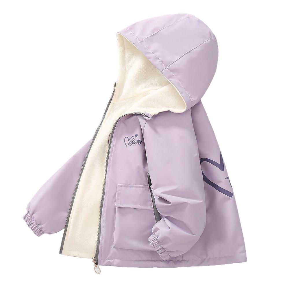 Girls' Double-Sided Fleece Jacket for Spring & Autumn 2025 - New Loose Children’s Windbreaker