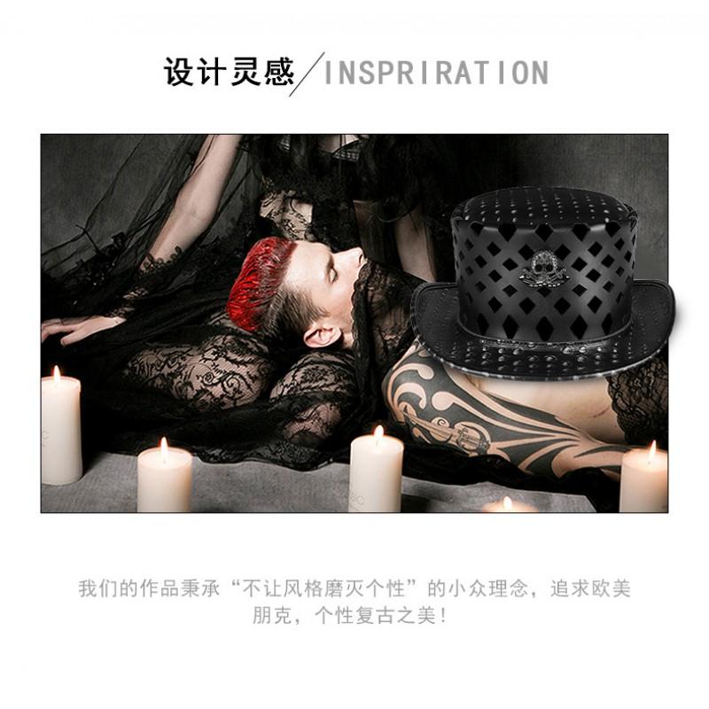 Plague Doctor Hat Cosplay Accessory Medieval Costume PU Leather Short Brim Round Top Black