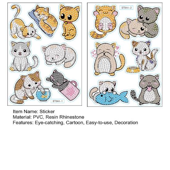 Sada 1 sady samolepek s drahokamy Kreativita Nálepka se vzorem šumivé kreslené kočky Láhev na notebook