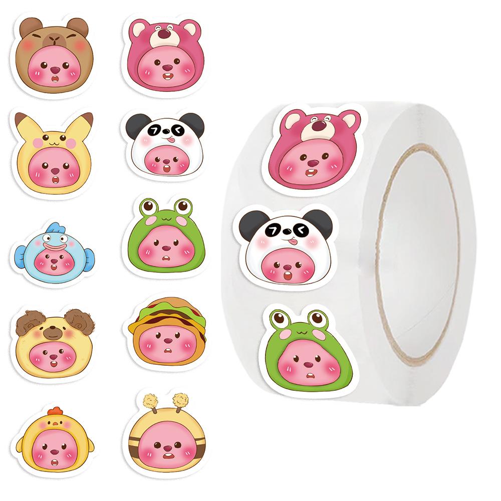 500 Sheets/roll Roll Sticker Hot-selling Tape Ruby Head Cover Sticker Handbook Material Decorative Envelope Seal Sticker