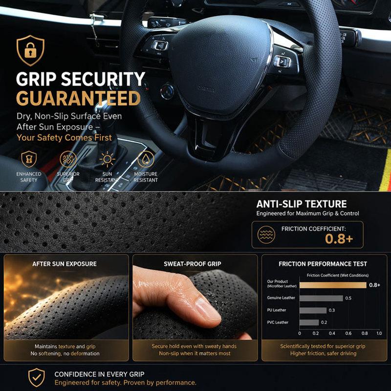 Heat Resistant Car Steering Cover For Mazda 2 2008-2014 UV Protection Anti-Aging Glossy Carbon Fiber Ultrafine Fiber Leather