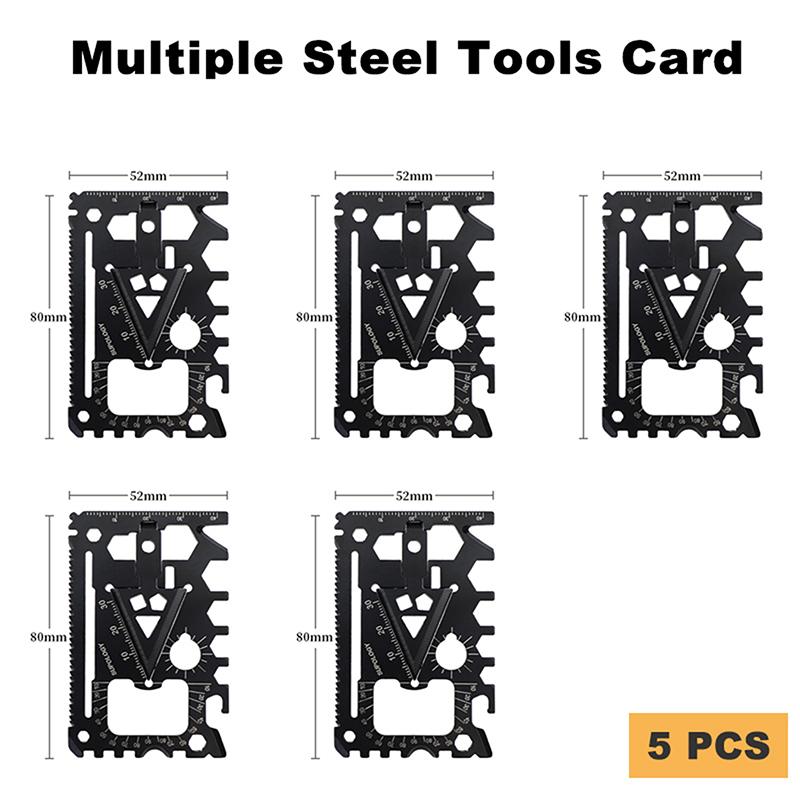 1/2/5 Pezzi Carta Utensile EDC 18-in-1 Acciaio Inossidabile 420 Multifunzione Apribottiglie/Lattine Portachiavi Cacciavite Chiave Inglese Carta