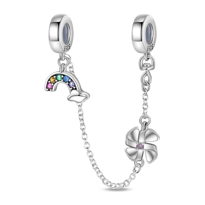 Sweet Romance 925 Silver Rainbow Unicorn Charms Beads Fit 3mm Bracelets DIY Jewelry Making Shining Dreamy