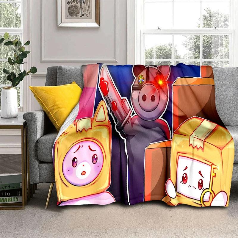 Happy Foxy Boxy i Rocky Lankybox koc, miękki koc do rzucania dla domu sypialnia kanapa z funkcją spania piknik podróż biuro okładka koc dla dzieci