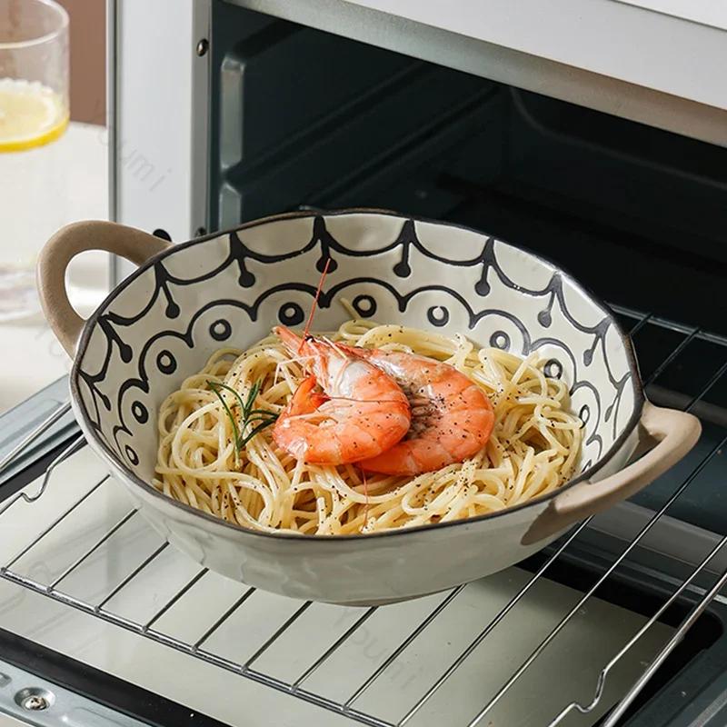 Creative Retro Ceramic Bowls Light Luxury Restaurant Large Soup Bowl Household Delicacies Ramen Bowl Unique Tableware