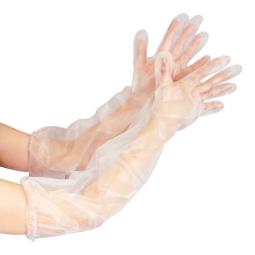

Plus Heart Disposable Nursing Gloves, Long, 30 count, One Size Fits All, with Elastic Sleeves, 70207