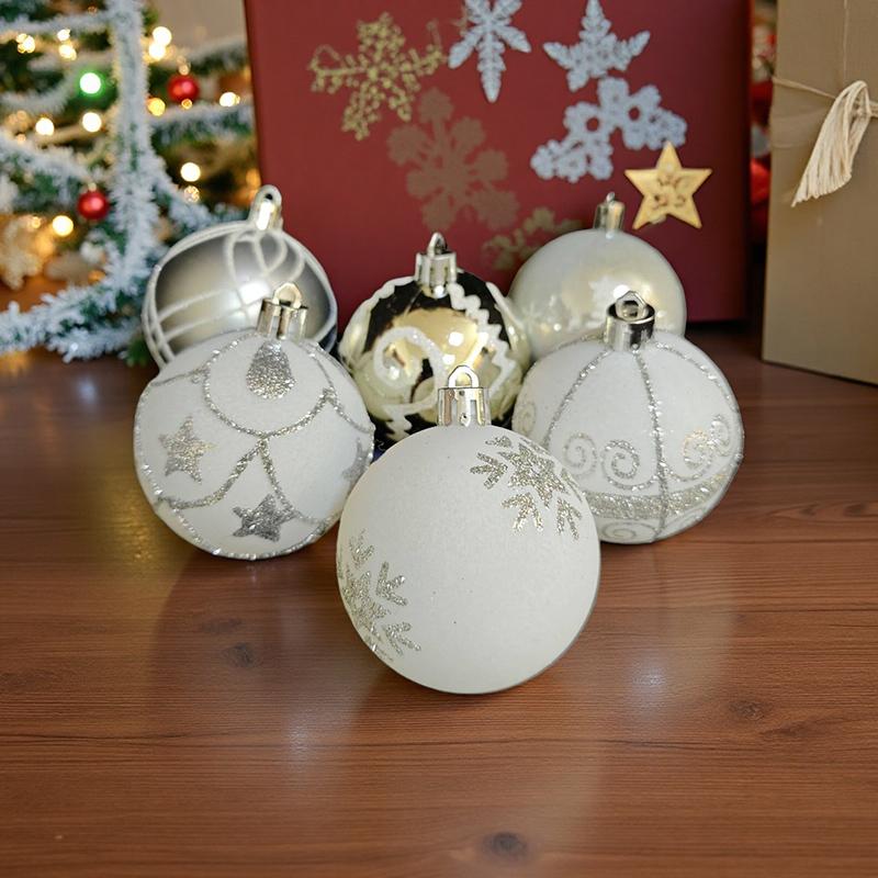 Y 6Pcs 6CM Christmas Balls Hanging Xmas Tree Pendant Ornaments for Party Wedding Decor New Year Navidad Gifts  Home Decoration
