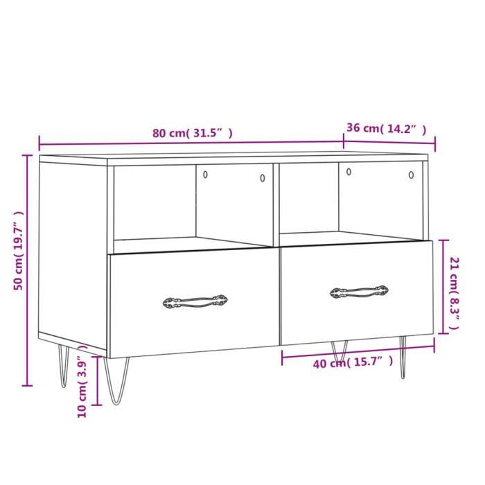 VidaXL Meuble TV Gris béton 80x36x50 cm Bois d'ingénierie 828968