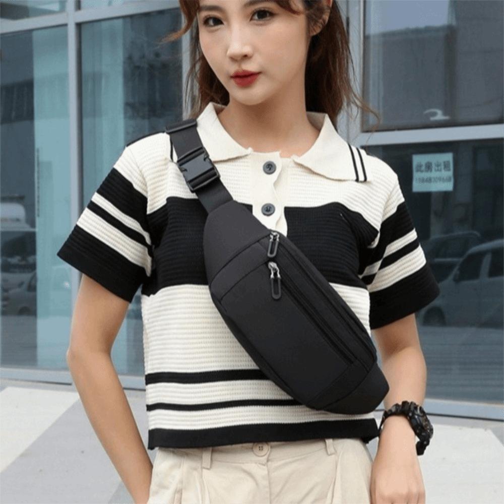 Solid Color Sports Fanny Pack Waterproof Mobile Phone Bag Fashion Oxford Waist Bag Outdoor