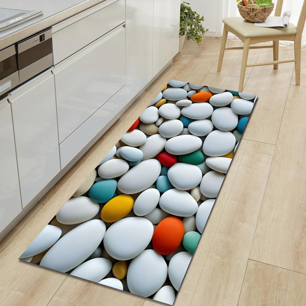 1Pcs Pebble Pattern Floor Mat Modern Kitchen Polyester Rug Non-Slip Colorful Indoor Carpet, For Home Bathroom Bedroom Living Room Decor