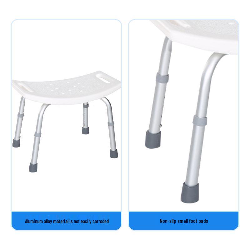 Adjustable Non-slip White Bath Stool for Elderly & Pregnant Women