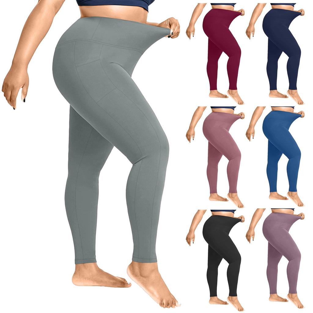 Women Workout Out Pocket Leggings Fitness Plus-size Sports Running Yoga Trousers