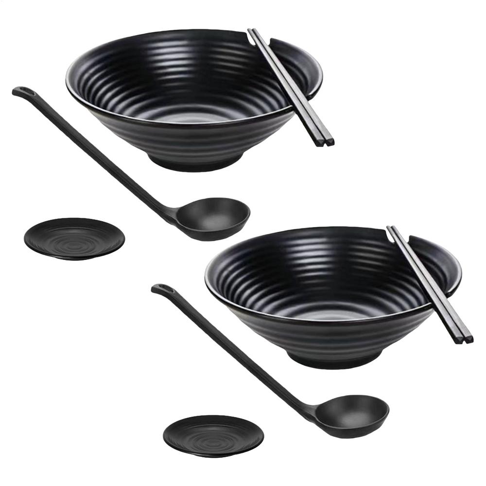 

Large Japanese Noodle Bowl Set with Chopsticks Spoons Deep Soup Ramen Pho Pasta Asian Food Serving Dishes for Home Restaurant