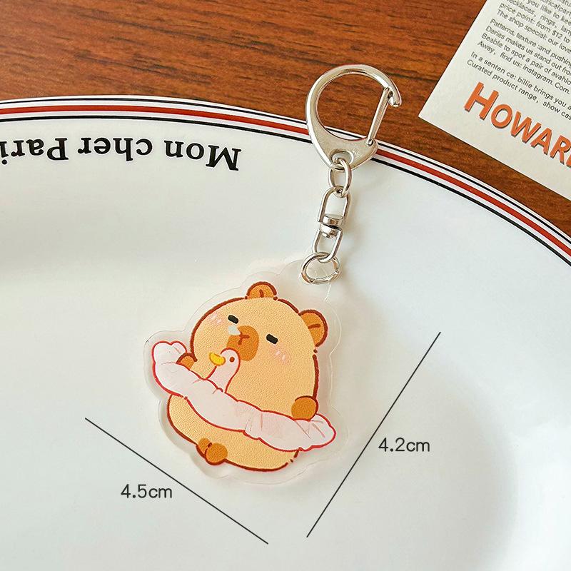 Niedliche Cartoon-Acryl-Capybara-Schlüsselanhänger, Geschenke, Spielzeug-Anhänger, Kapibala-Schlüsselanhänger, Schlüssel-Zubehör, lustige Autoschlüssel
