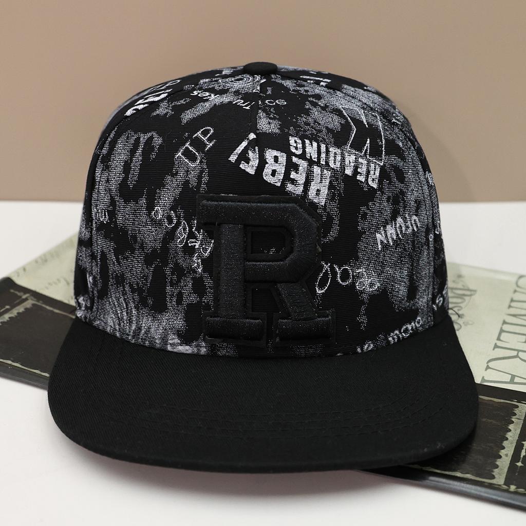 1pc R letter embroidered fashion street hip-hop hat spring and summer flat brim baseball cap