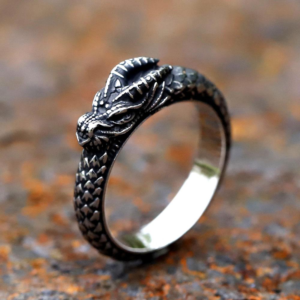 NEW 316L Stainless Steel Nordic Mythology Giant Dragon Animal Ring Pagan Odin Amulet Scandinavian  Jewelry Free Shipping
