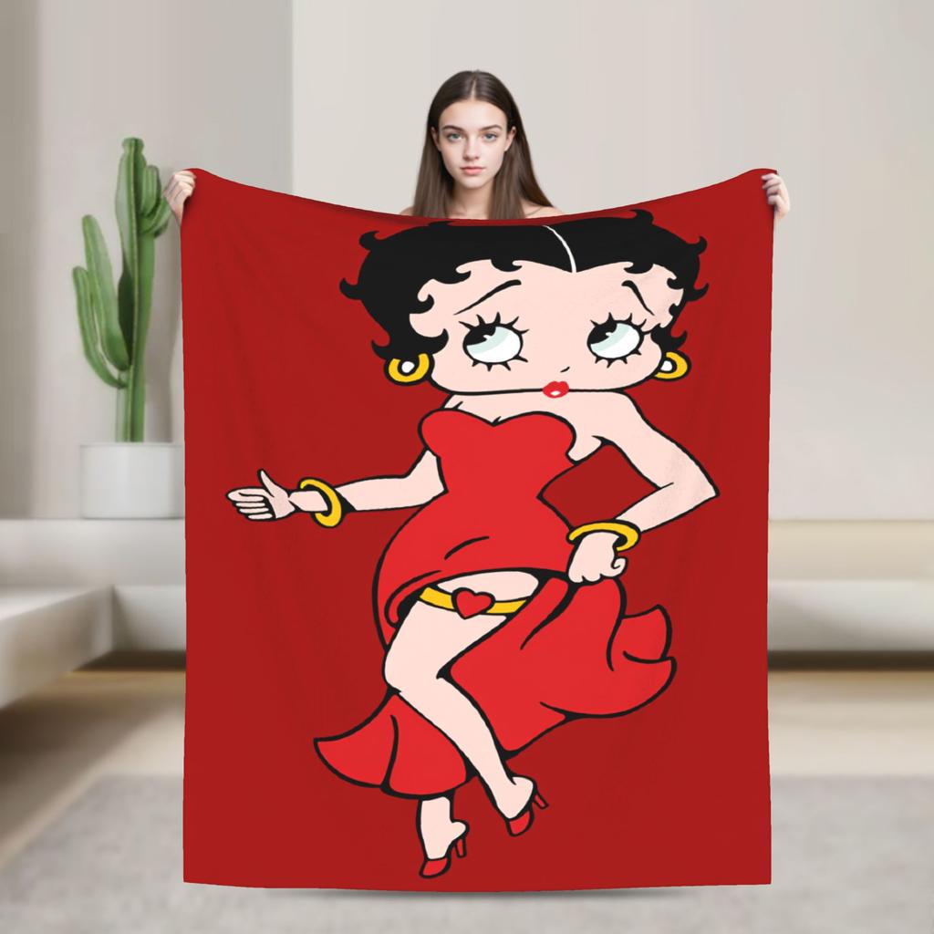 Warm Blanket Camping B-Bettys Boops Throw Blanket  Flannel Bedspread For Living Room Comfortable Sofa Bed Cover