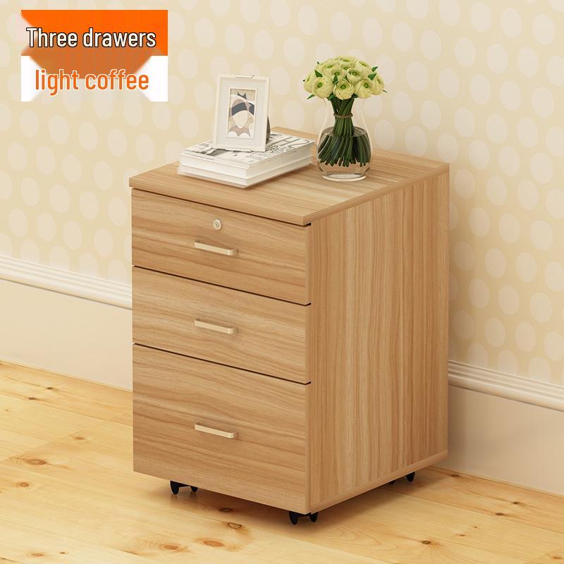 Mobile Lockable Filing Cabinet with Three Drawers - Floor-standing Storage for Office or Bedside