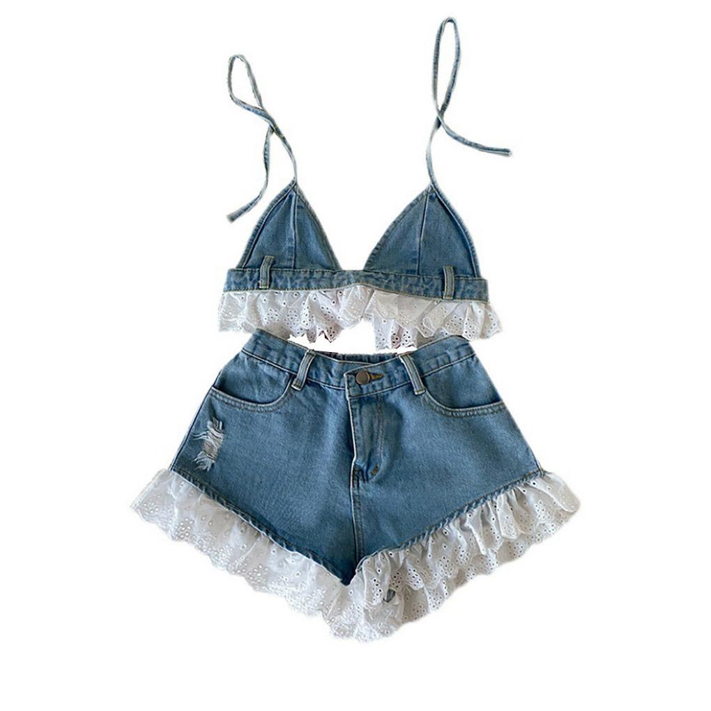 Хлопковый комплект одежды для девочек Стильный Милый Короткий Сменный Дышащий Модный Кружевной Студенческая юбка Одежда Подарок на день рождения