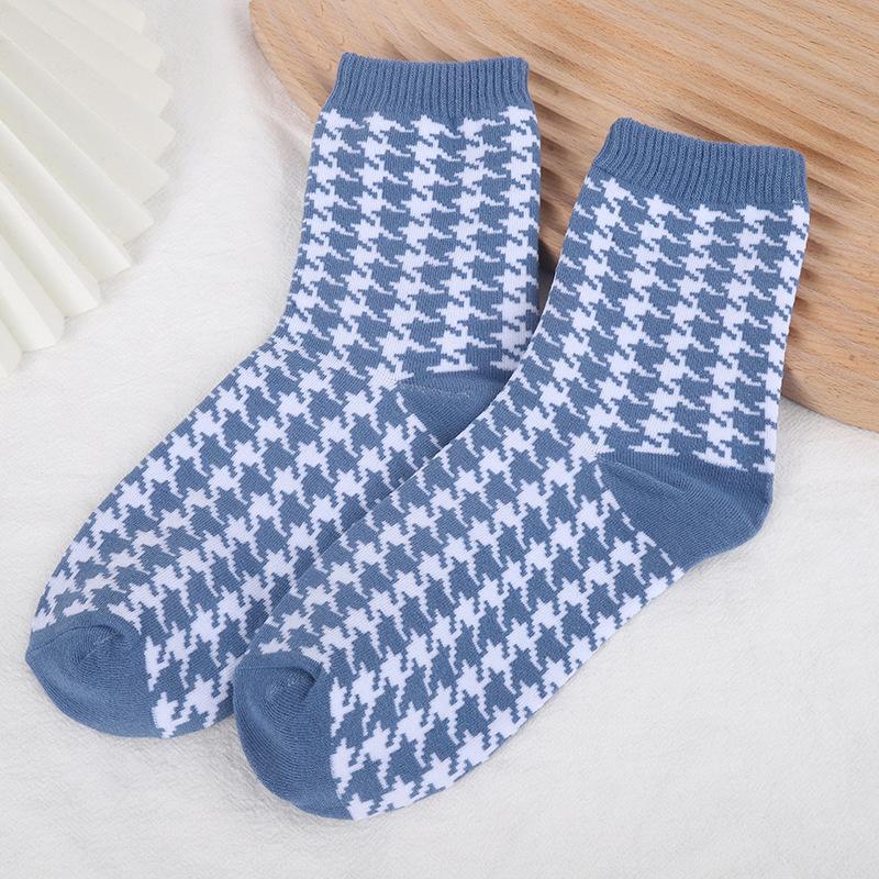 5 perechi de șosete cu tub mediu de toamnă și iarnă, creativ, cu design geometric