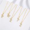 Fashion Cubic Zirconia Crown Letter Pendant Necklace Gold Hip Hop Punk Alphabet Jewelry