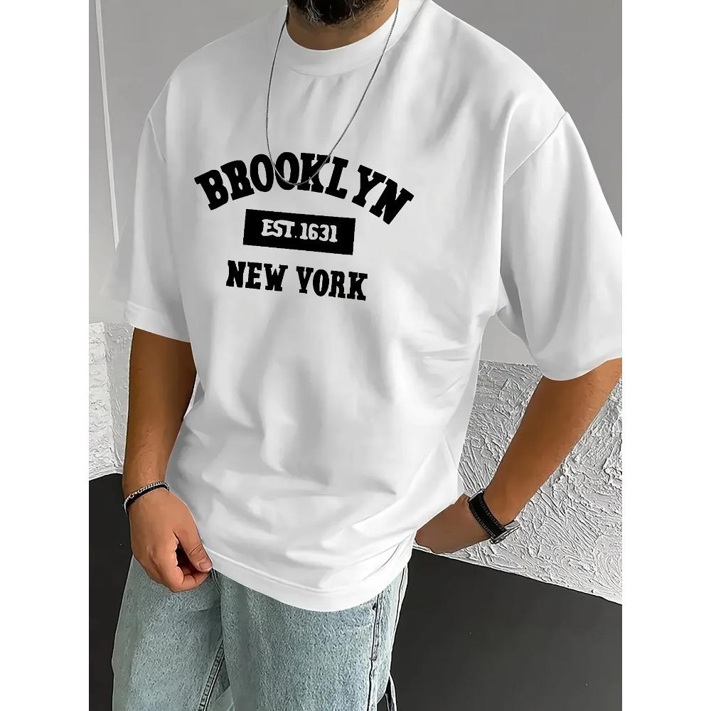 

1631 Футболка с графическим принтом для мужчин - повседневная футболка с круглым вырезом и легкой эластичностью, летний трикотажный верх от MBDMBD XXXXXL белый