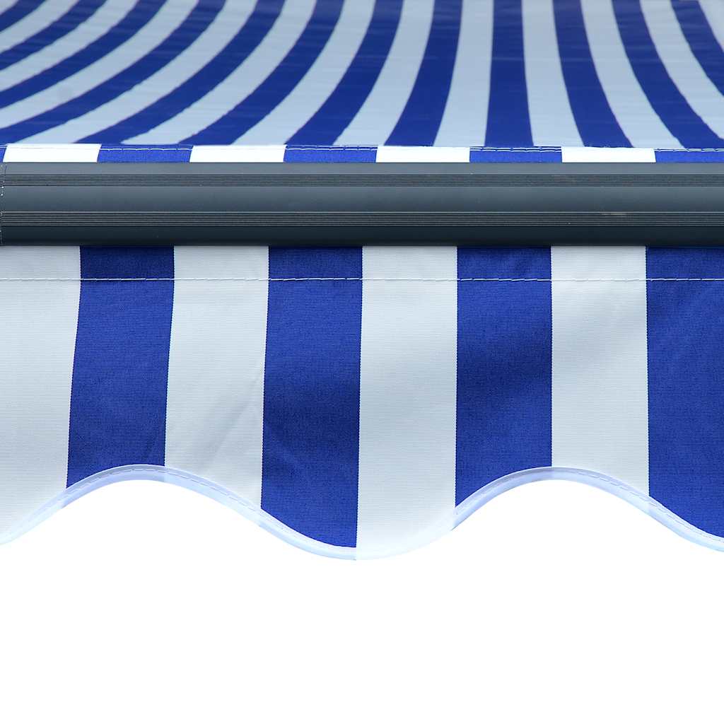 Manual Retractable Awning with LED Lighting 300 x 250 cm Blue & White