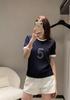 Trendy Women's Casual Knit Top with Rhinestone Numbers