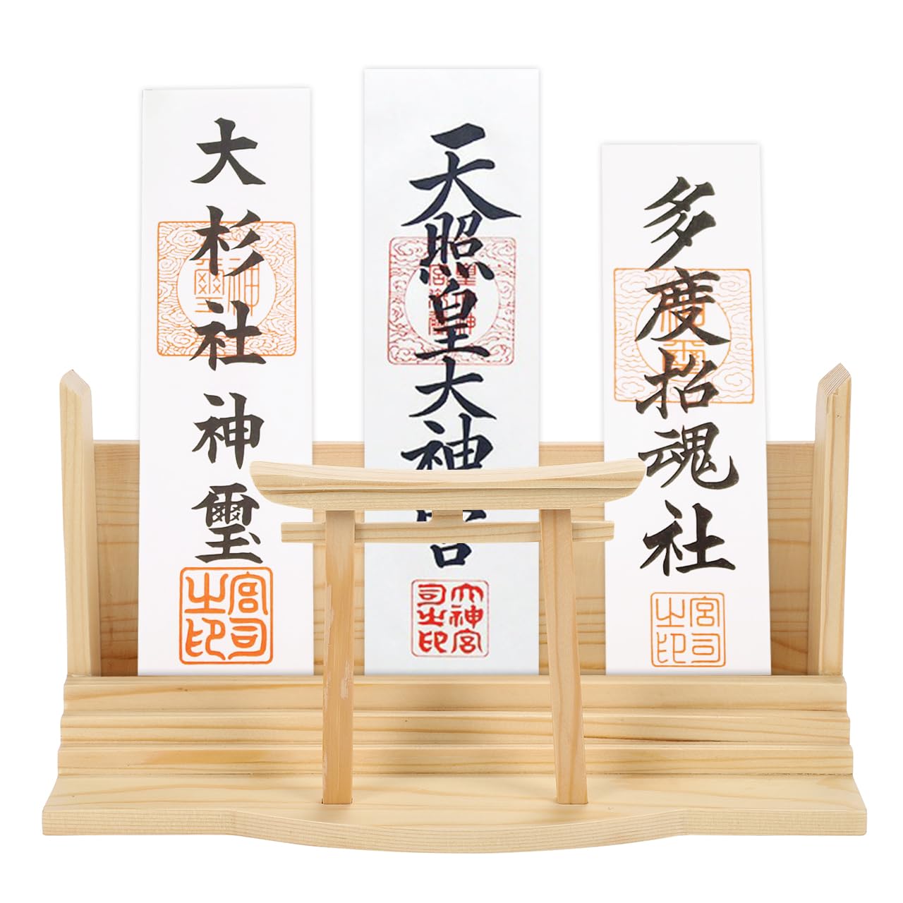 

[Mie Prefecture Corporation Planning] Shinto Shrine, Ofuda Stand, with Torii Gate, Shinto Shrine Holder, Hamaya Holder, Made of White Pine, Simple