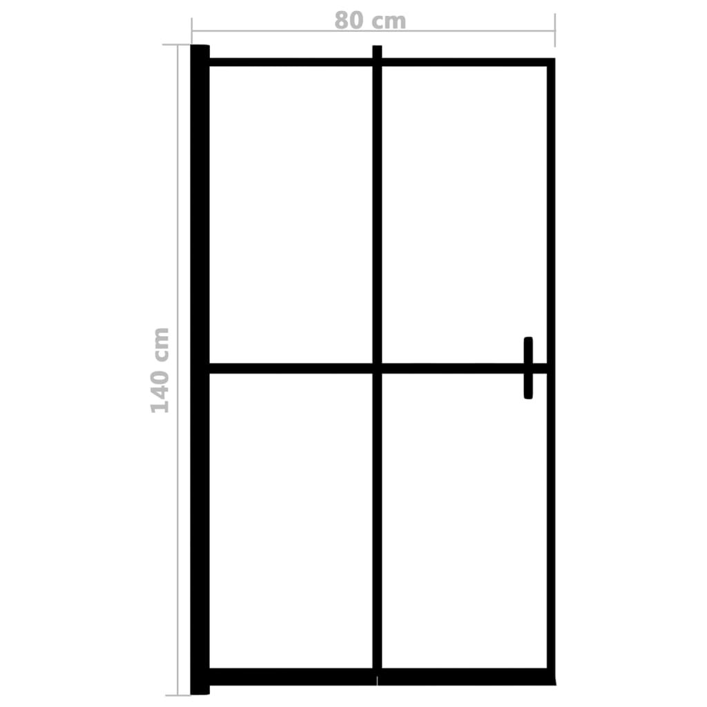 Faltbare Duschkabine, Esg, 80x140 cm, Schwarz