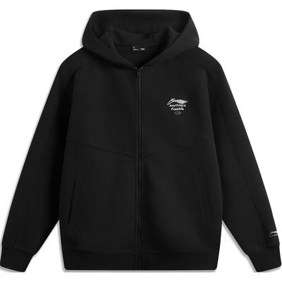 Li Ning Sports Lifestyle Serie Modischer Lässiger Lockerer Buchstaben-Hoodie Unisex Hoodies Schwarz AWDU973-2